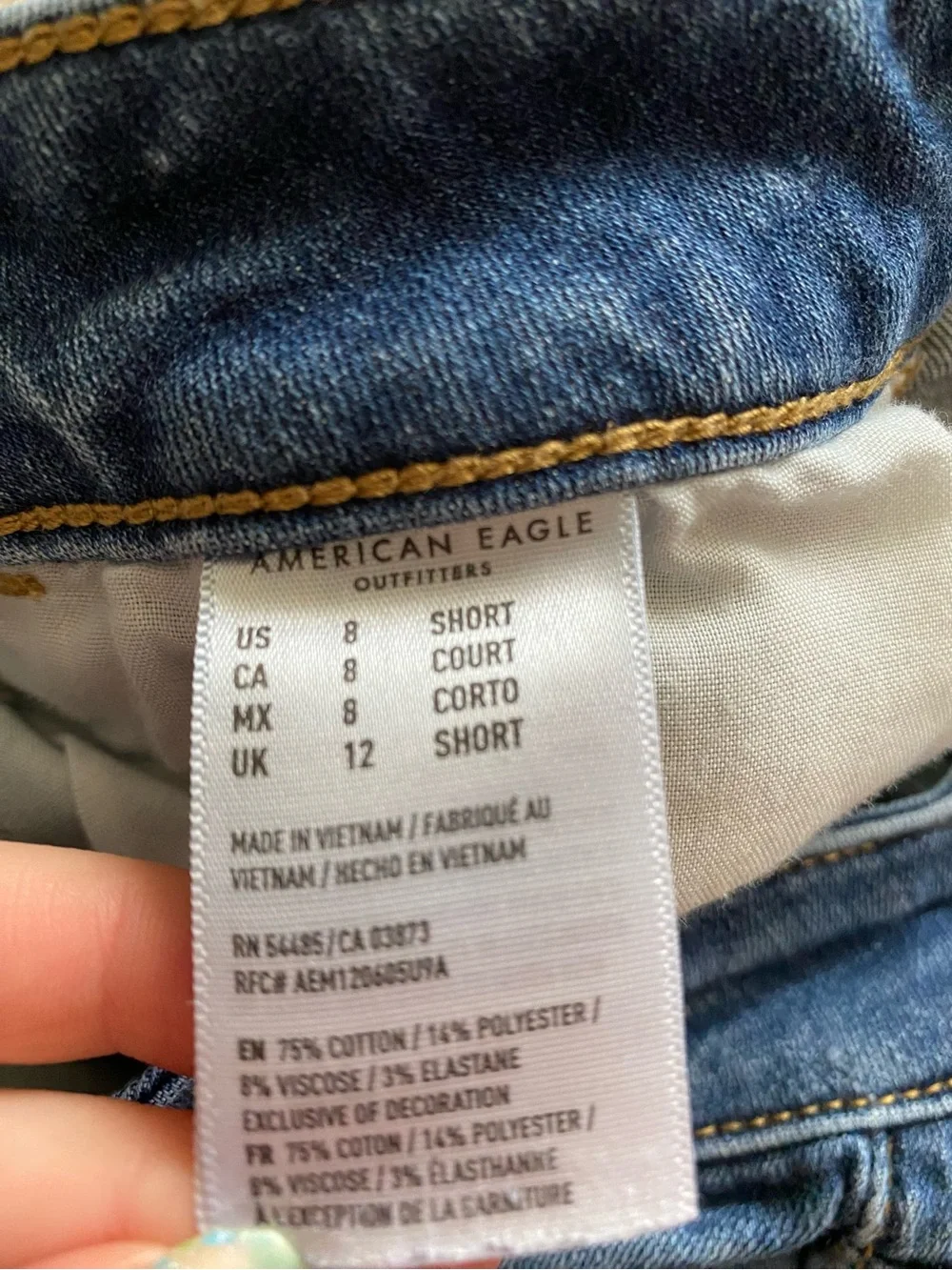 American Eagle Outfitters Dark Blue Distressed Skinny Jeans - Picture 4 of 7